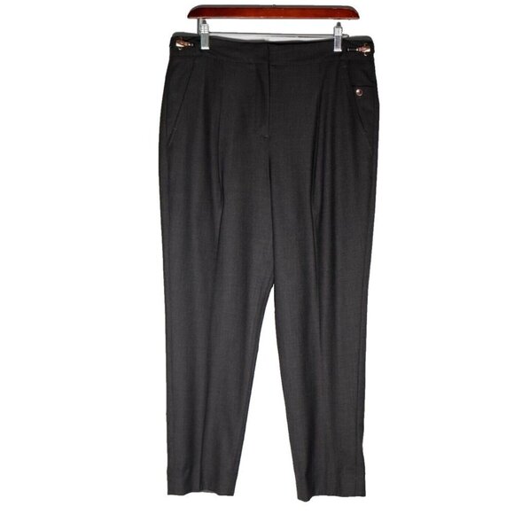 Kit and Ace Women Size US8 Gray Pleated Trouser Tapered Leg Crop Wool Knit Pant - Picture 2 of 7